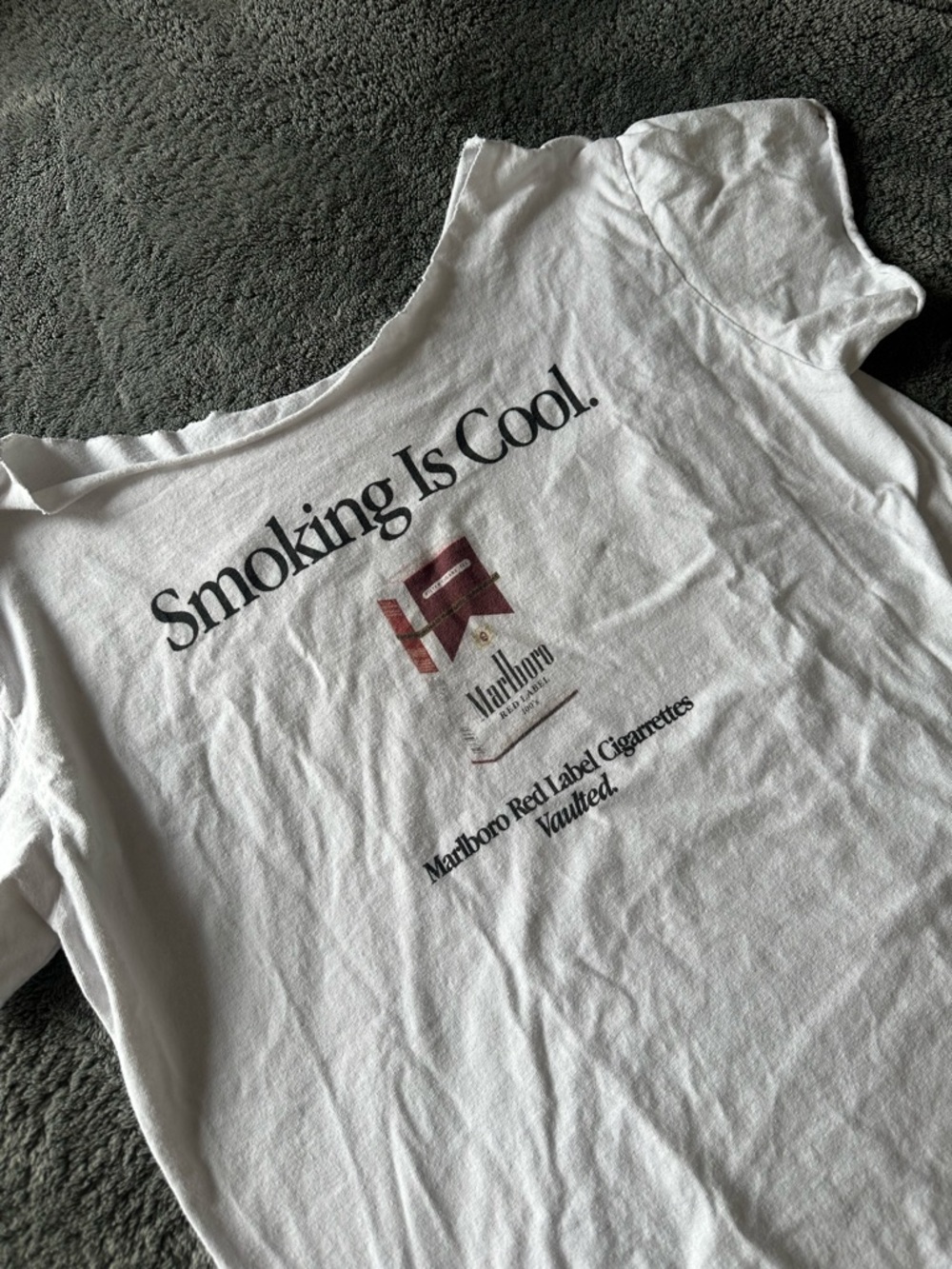 Marlboro White Tee with Red Logo and Black Text